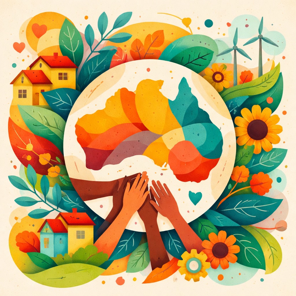 Australia is seen from space covered in a network of electric neon lines